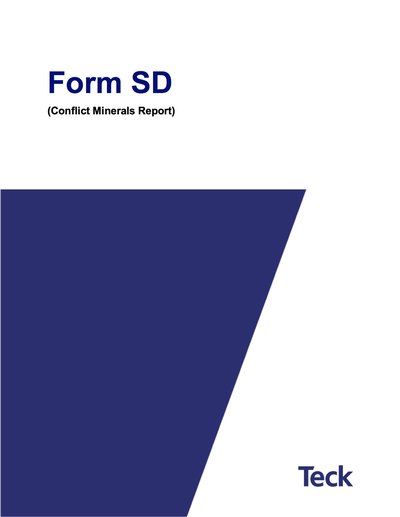 Cover of Form SD (Conflict Minerals Report) with Teck logo and blue geometric design.